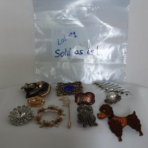 Lot #2 Costume Jewelry Brooches Animals Angels Shoe Buckles Butterfly Sold as is